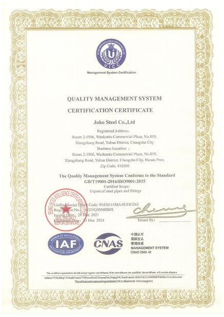 China Joho Steel Co., Ltd certificaciones